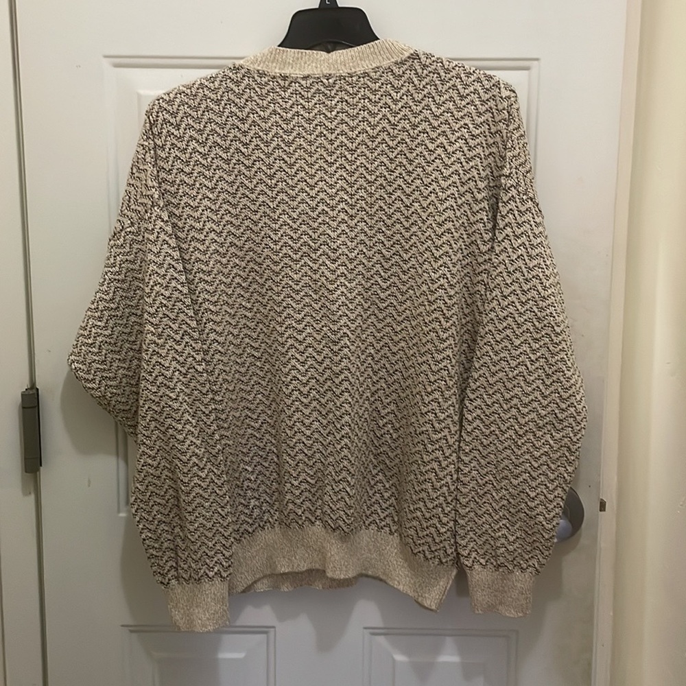 ASHLEY-SPORT, NWT. Men’s XL beige crew neck textured sweater, 100% Cotton. - Picture 2 of 3